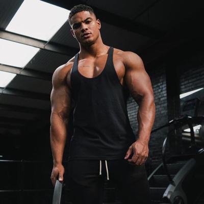 China Sexy Men Tank Tops Sexy Tank Tops Bodybuilding Fitness Bodybuilding Back Y Muscle Workout Solid Cotton Anti-pilling Drop Gym Clothing for sale