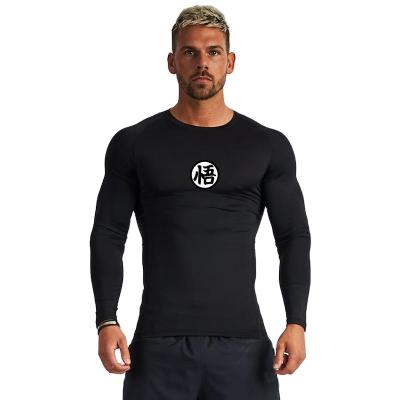 China Wholesale OEM 90% Spandex QUICK DRY Polyester 10% Compression Long Sleeve Fitness Men's Gym T-Shirt for sale