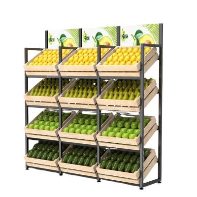 China Single Sided Supermarket Fruit and Vegetable Rack Grocery Fruit Display Rack for sale