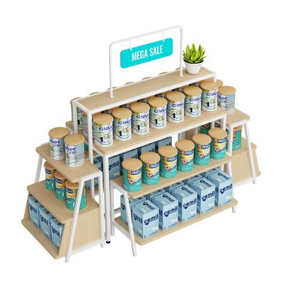 China Supermarket display milk powder display rack mother and baby double-sided store display racks for sale