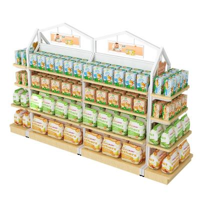 China Supermarket single-sided maternity and baby products shelf island shelf mother and baby double-sided display racks for sale