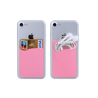 China Custom Printed Card Holder Logo Silicone Card Holder Mobile Phone Credit Card ID Card Wallet With 3M Sticker for sale