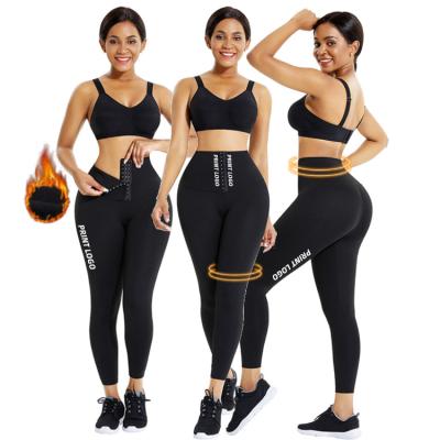 China Custom Thicken Plush Logo QUICK DRY 3 Hooks Waist Trainer Womens Activewea Workout High Waisted Gym Gaiters for sale