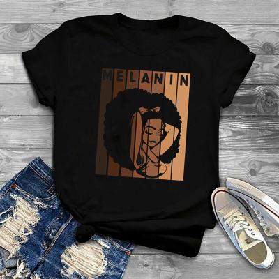 China Breathable Woman Black Queen Melanin Queen T-shirt Women Tops African Black History Month Girl Melanin Female T-shirt for sale