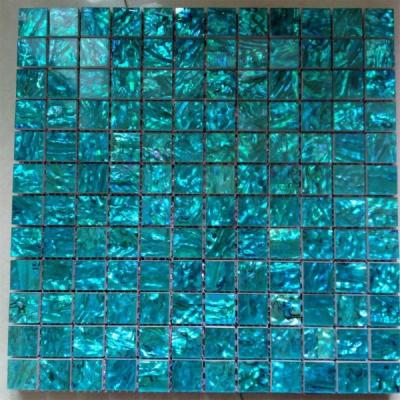 China Epoxy Resin Coating Paua Abalone Shell Square Cut Mosaic 25x25mm for sale