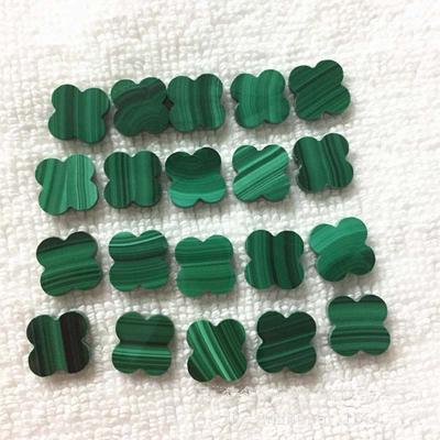 China 2021 Europe DIY Natural Gemstone Stone Malachite Clover Charm Jewelry for sale