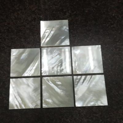 China Iridescent / Iridescent Square 55 mm Cut White Pearly Slice For Handwork Jewelry Inlay for sale