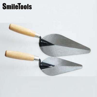 China Carbon Steel Trowel SmileTools Handle Plaster Trowel Wood Construction Round Masonry Corner Trowel for sale