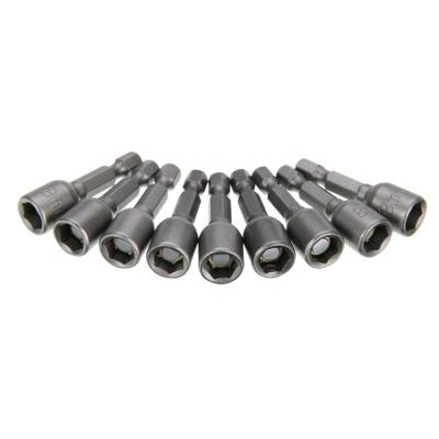 China Fits All Power Drills 6.35mm Impact Socket Set Metric 6mm~19mm Socket Set Metric 6mm~19mm Impact Grade Nut Setters Hex Leg Drill Bit Magnetic Adapter for sale