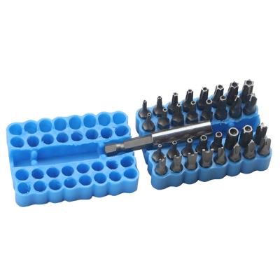 China Steel Screwdriver Bit Set 33pc Safety Tool Drill Holder Torx Star Hex Safety Bit Set Star Torx Hex 1/4