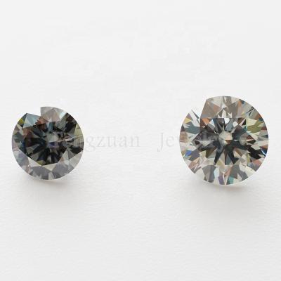 China Color Play Or Fire 9mm Round 3ct Cut Moissanite Stone Gray Color Moissanites Diamond Gemstone With GRA Certificate for sale