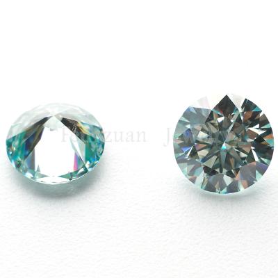 China Color Play or Fire Color Light Blue Moissanite Stone Gems Round Brilliant Cut Synthetic Diamond for Rings Jewelry for sale