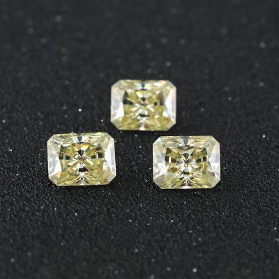 China Fire yellow color moissanite stone synthetic radiant cut diamond color set or moissanite for rings jewelry for sale