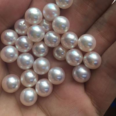 China Jewelry making grade 3a high luster natural freshwater pearl wholesale price round loose pearl half freshwater hole for sale