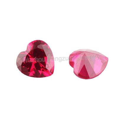 China Wholesale Loose Synthetic Gemstone 2x2-10x10mm Set Or Color Fire Pink CZ Heart Zircon Stone Price for sale