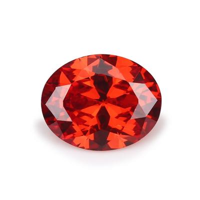 China Wholesale Loose Fire Wuzhou Gemstone 4A Machine Cutting Color Or Red Orange Oval Zircon Set For Stud Earrings for sale