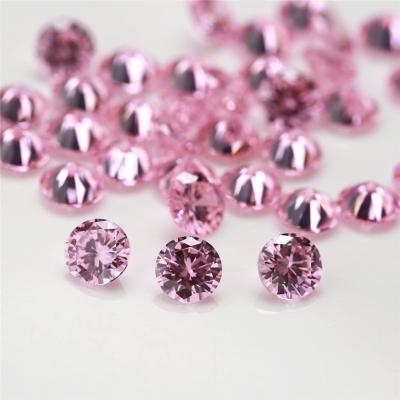 China Factory Price Wuzhou Factory Price High Quality CZ Round Cut Zircon Stone Pink Color Set Or Fire Stone Loose Zircon Gems for sale