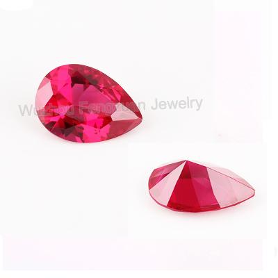 China Wholesale Price Synthetic Corundum Gemstone 3A Quality Pear Shape 5# Pear Shape Loose Red Stone Or Color Play Stone for sale