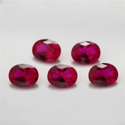 China Color Set Or Oval Shape 5# Corundum Loose Fire Synthetic Gemstone 3A Grade Red Stone for sale