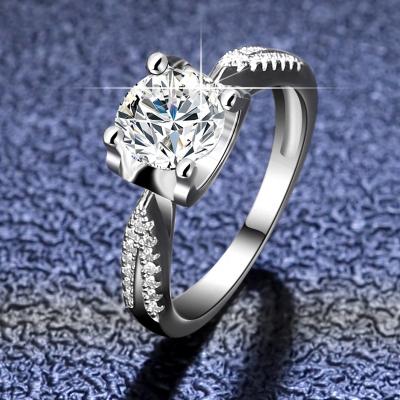 China CLASSIC Moissanite Jewelry Classics 925 Sterling Silver Moissanite Diamond Rings for Women Luxury Wedding Ring 1ct for sale