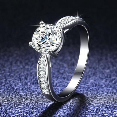 China CLASSIC round cut Moissanite D white VVS Moissanite Diamond Ring 1ct for jewelry luxury men and women ring for sale