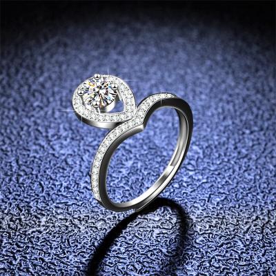 China 1ct CLASSIC Moissanite Diamond Ring DEF VVS with GRA Certificate Moissanite Gemstone Women Ring Jewelry for sale