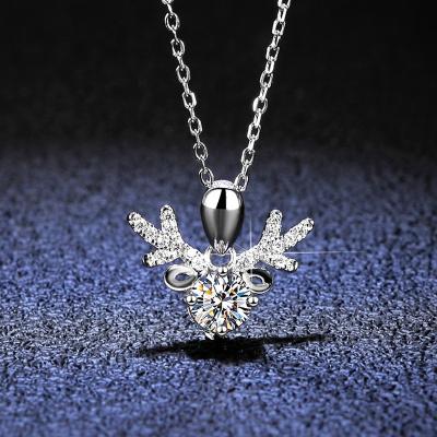 China Cute CLASSIC 1ct Fawn Shape S925 Moissanite Pendant Jewelry Round Moissanite Diamond Pendant with Chain Silver Jewellry for sale