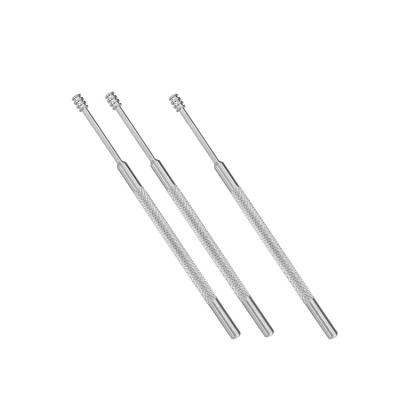 China Eco-friendly Silver Tone Metal Textured Earpick Ear Curette Earwax Remover for sale