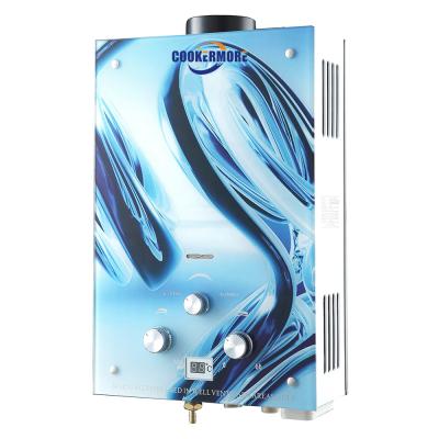 China Outdoor Hot Selling 10L Instant Shower Gas Water Heater With Glass Panel for sale