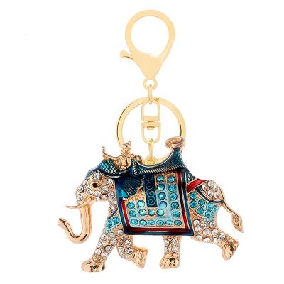 China Crystal+Metal Key Holder Keychain Diamond Enamel Thai Style Metal Keychains High Quality Animal Elephant Key Chains Gift Key Chain For Bag Charm for sale