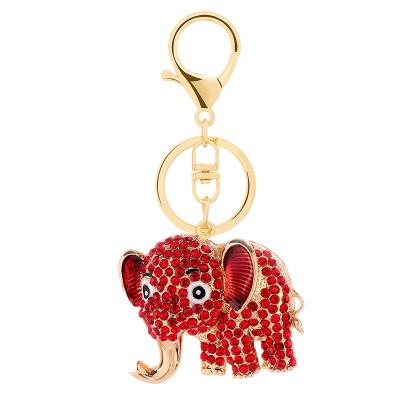 China High Quality Charm Gift Crystal+Metal Bag Diamond Elephant Key Holder Enamel Thai Style Accessories Metal Key Chain Key Chains For Key Rings for sale