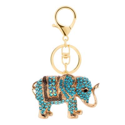 China Custom Cute Animal Keychains Rhinestone Elephants Diamond Thai Style Enamel Keychains Crystal+Metal Southeast Asia Teacher Gift For Bag Charm for sale