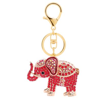 China New Arrivals Crystal+Metal Style Metal Accessories Key Chains Cute Elephant Thai Gift Diamond Bag Holder Enamel Key Chain For Key Rings for sale