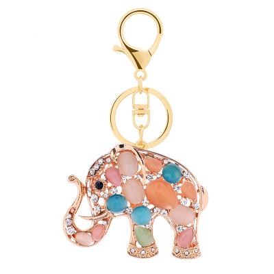 China Crystal+Metal New Arrivals Bag Diamond Thai Style Keychains Charm Animal Rhinestone Elephants Key Chain Keychains For Key Chain Accessories for sale