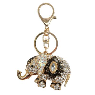 China Diamond Thai Style Enamel Keychain Southeast Asia Rhinestone Elephants Animal Keychain Crystal+Metal Exquisitte Teacher Gift For Bag Charm for sale