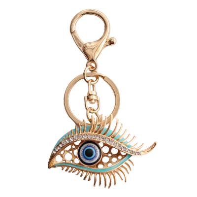 China New Arrival Crystal+Metal 3D Evil Eye Metal Key Chain Diamond Pendant Blue Eye Alloy Cute Creative Cute Accessories For Women Charm Bag for sale