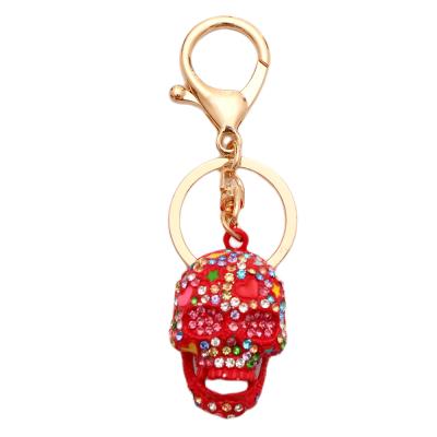 China New Hip Hop Crystal+Metal Crystal Skull Pendant Spray Paint 3D Metal Key Chains Key Chain Full Holder Alloy Key Rhinestone Charm Bag For Gifts for sale