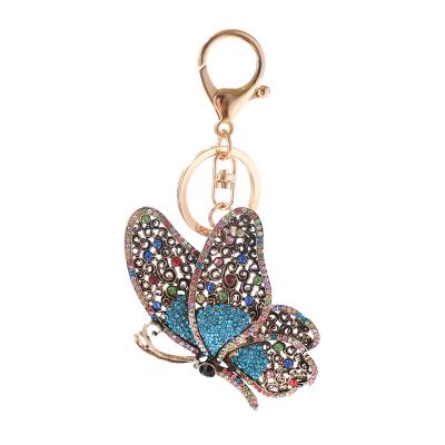 China Wholesale Creative Keepsake Creative Insect Keychain Metal Crystal+Metal Butterfly Keepsake Bag Charm Luxury Pendant Keychain For Mom Key Chain for sale