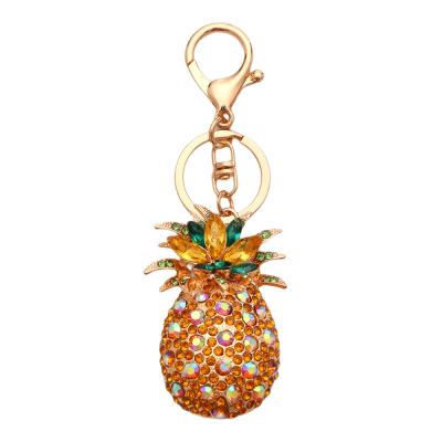 China New Arrivals Crystal+Metal Jewelry Exquisite Pineapple Pineapple Rhinestone Alloy Rhinestone Pendant Crystal Charms Metal Key Chain For Women Party Gifts for sale