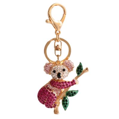 China Crystal+Metal Color Diamond Inlaid Lovely Metal Koala Key Chains Creative Wholesale Rhinestone Cartoon Koala Pendant Goods For Gifts for sale