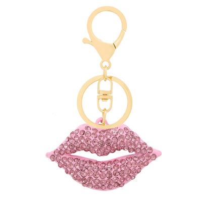 China Crystal+Metal New Arrivals Jewelry Rhinestone Alloy Crystal Metal Key Chains Lips Pendant Hot Sexy Mouth Key Chain For Women Party Gifts for sale