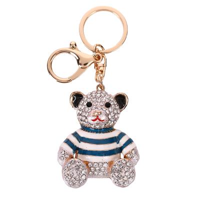 China Creative Cute Diamond Small Gift Enamel Alloy Key Chain Pendant Crystal+Metal Bear Metal Key Chain Key Chain Bag Accessories For Wholesales for sale