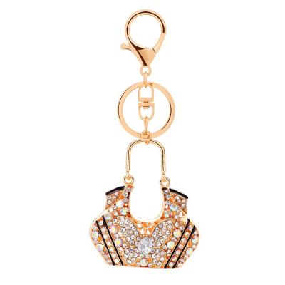 China Crystal+Metal Fashion Accessories Rhinestone Handbag Metal Key Chains Rhinestone Women Butterfly Purse Bag Key Chain Charms Alloy For Key Holder for sale