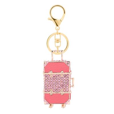 China Crystal+Metal Jewelry Rhinestone Alloy Trolley Case Shape Crystal Pendant Key Rings Metal Key Chains Leather Key Chain For Women Party Gifts for sale