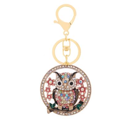 China Crystal+Metal new arrivals jewelry rhinestone alloy kawaii owl metal key chains dangling crystal key chain for party gift for sale