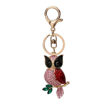 China Crystal+Metal New Arrivals Jewelry Fashion Crystal Animal Pendant Owl Key Rings Rhinestone Creative Metal Key Chains For Women Bag Charm for sale