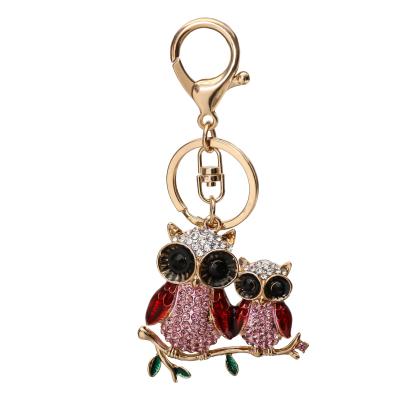 China Newcomers Crystal+Metal Rhinestone Alloy Owl Luxury Jewelry Metal Key Chains Teacher Gift Crystal Pendant Key Chains For Party Gift for sale