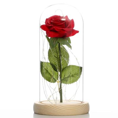 China For commercial & Wholesale Home Decor Valentine Rose Lamp Gift Home Use Led Light String Forever Rose Flower Glass Artificial Flower Lamp Gifts en venta