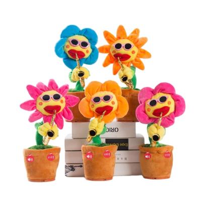 中国 Deluxe Music Dancing Sunflower With Saxophone Plush Soft Electric Toys 販売のため