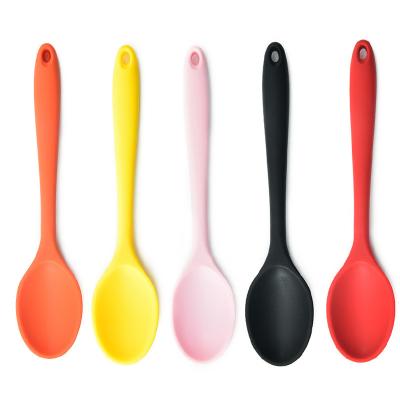 China MJ Stocked 11 Inch Nonstick Silicone Mix Spoons Hygienic Spooning Design Cooking Spoons Set For Cooking Mixture And Serve As Stirring for sale